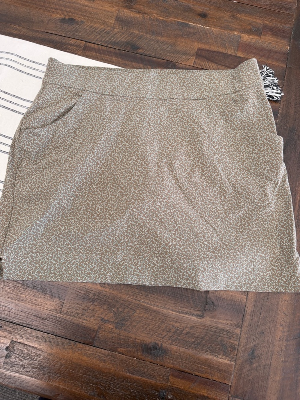 Columbia Olive brown and Green Printed Mini Skirt with Subtle Micro Pattern
